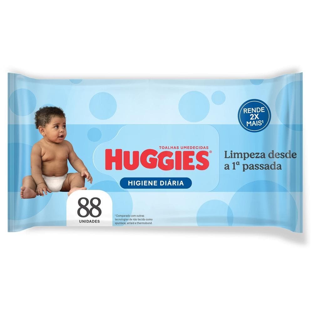 Toalha Umedecida Huggies Higiene Diária 88 Unidades