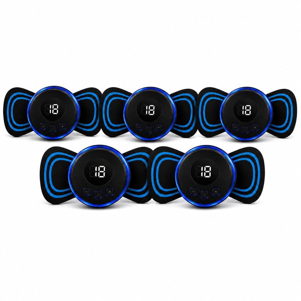 Mini Massageador Elétrico  Profissional Recarregável USB 8 Modos 19 Intensidades Alívio da Dor Muscular  kit com 5 uni