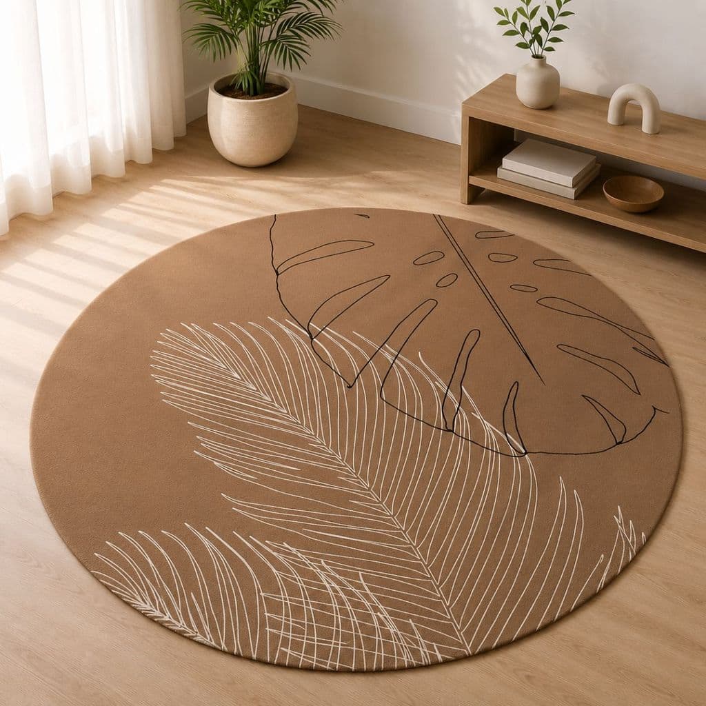 Tapete Redondo Decorativo 88cm Antiderrapante para Sala e Quarto 2195