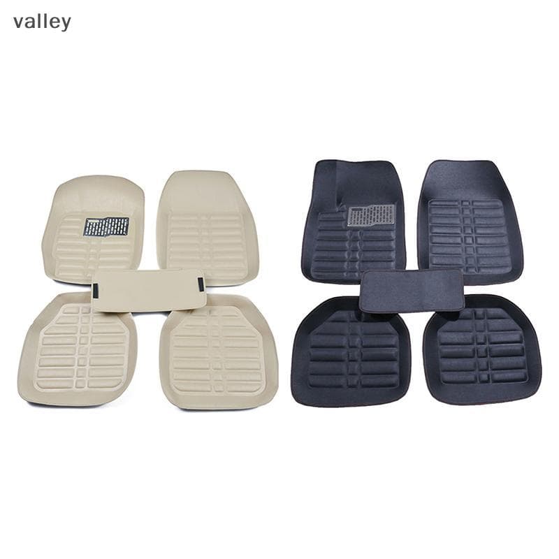 [VLY] 5 Peças Tapetes Automotivos Para Pés Estilo De Carro Espanador Conjunto Completo Premium Tapete De Couro Acessório