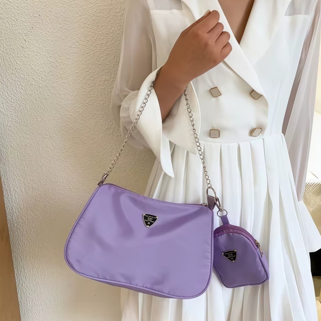 Bolsa Transversal Moderna de Nylon Leve com Alça Prática para Uso Diário ACHEI GLAM 