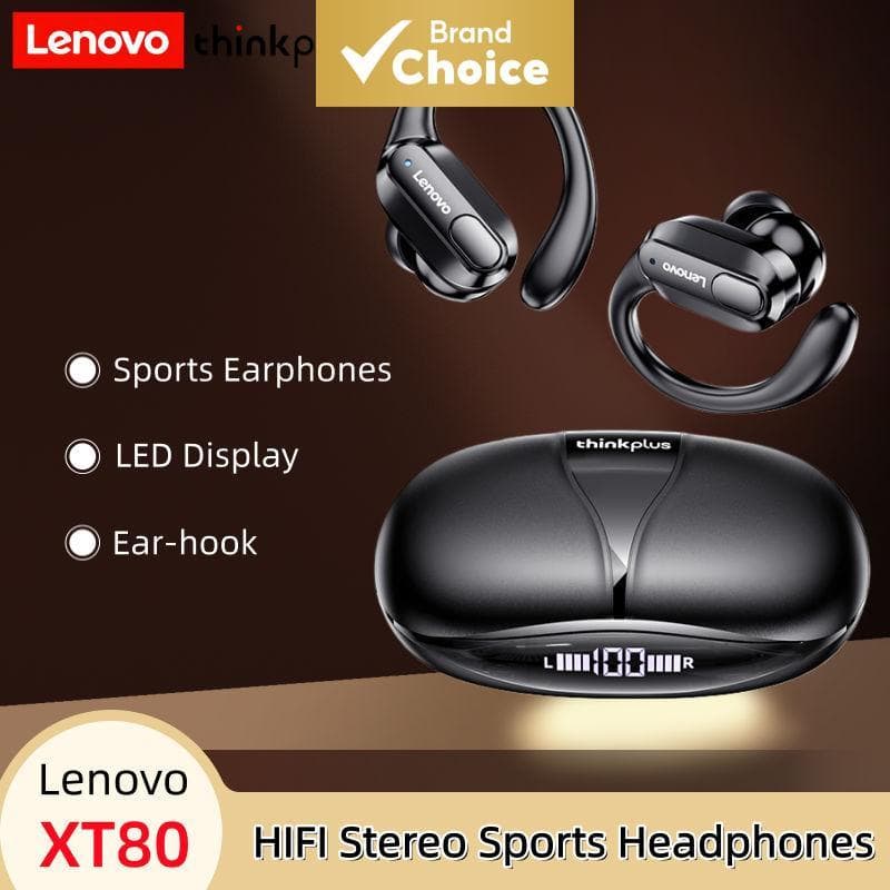 Lenovo XT80 Fones De Ouvido Esportivos Sem Fio LED Display Energia Alta Fidelidade Som Estéreo Bluetooth TWS À Prova Dwa