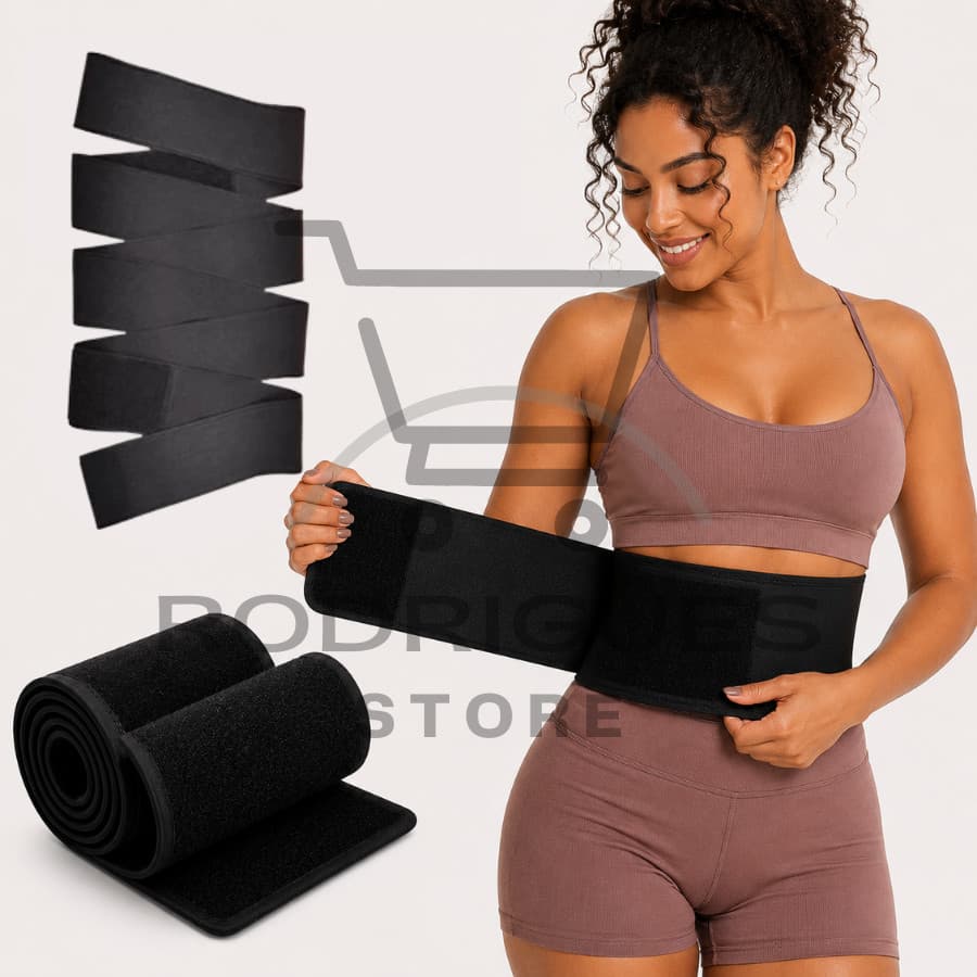 Cinta Faixa 5m 3m Modeladora Cintura Invisível Preta Compressão Ajustável Feminina