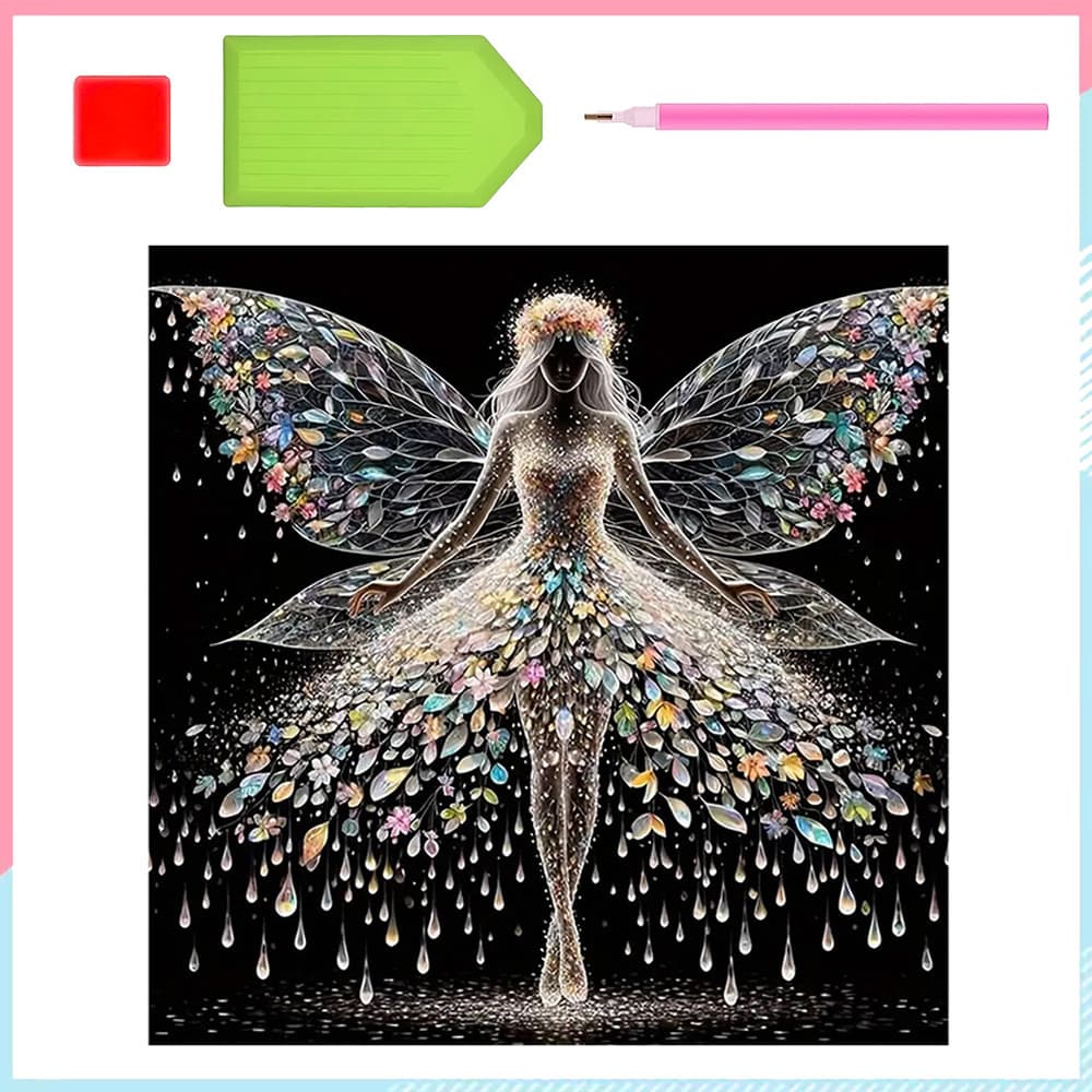 30 x 30 cm, Conjunto de pintura diamante 5D para crianças adultas asas de anjo Pintura artística com diamante quadrados