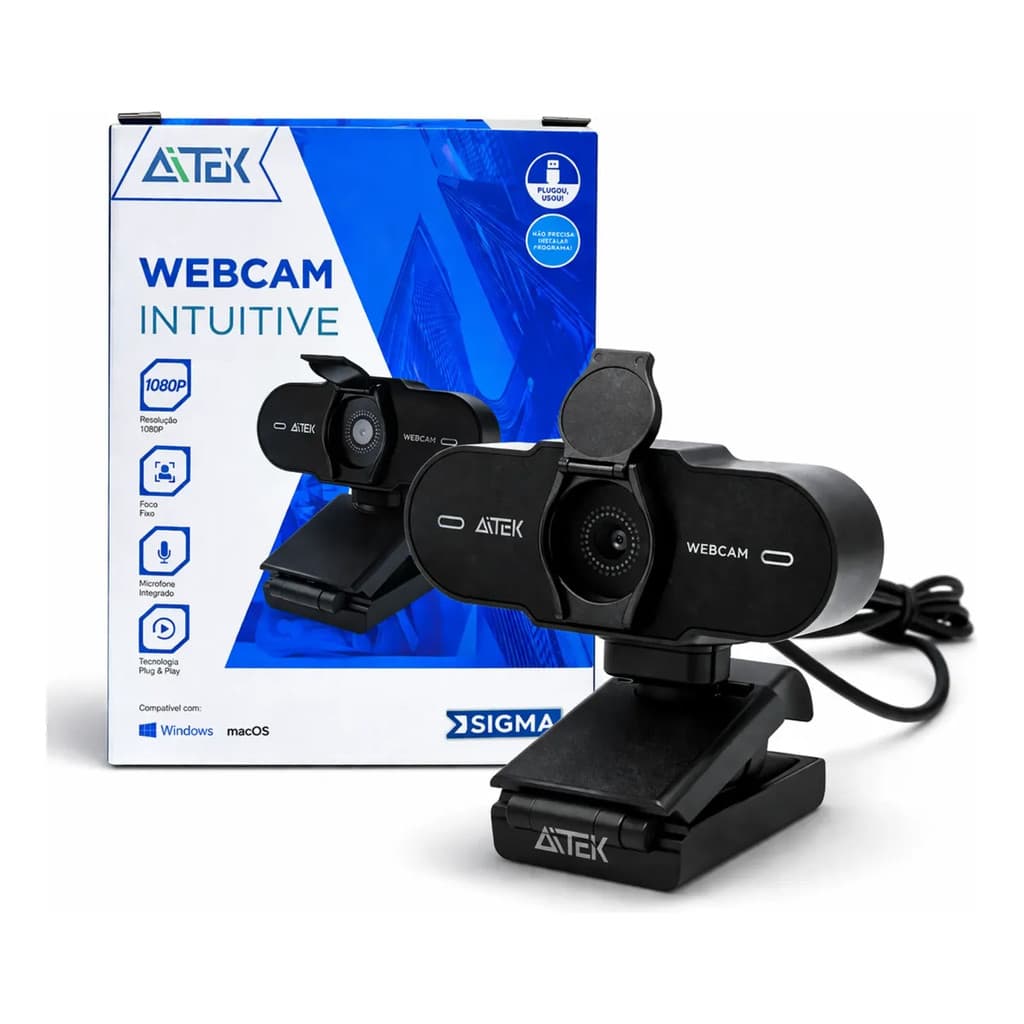 Webcam 1080p Full Hd Microfone Integrado Tampa Pc Notebook