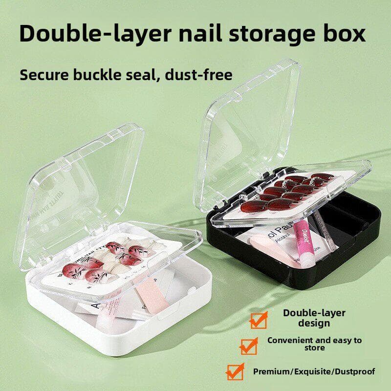 Nova caixa de dupla camada espessada transparente Manicure caixa de exibição Anti-poeira caixa de Kit de ferramentas de 