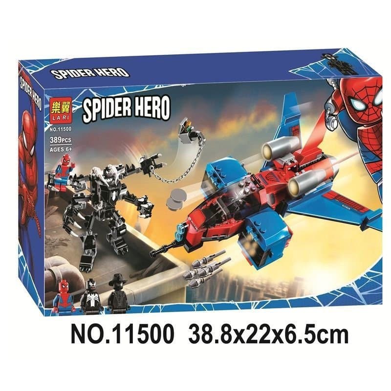 Compatível com Lego Superhero Spiderman Jet vs Venom Mecha 76150 Brinquedo de Blocos de Montar 11500 Compatível com Lego