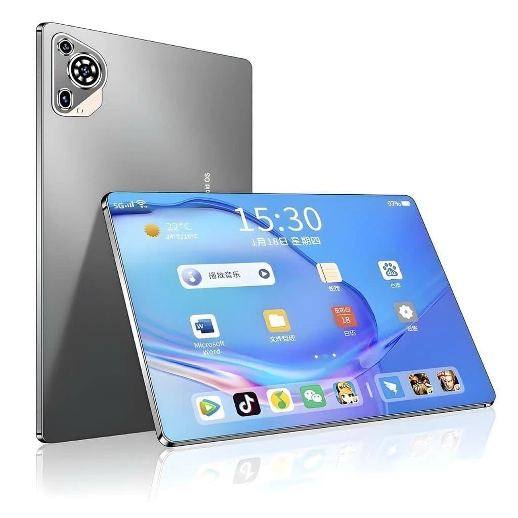Tablet 128GB Memoria + 6GB RAM Android 13 com tela IPS de 10,1 polegadas e capa de couro com teclado Moby
