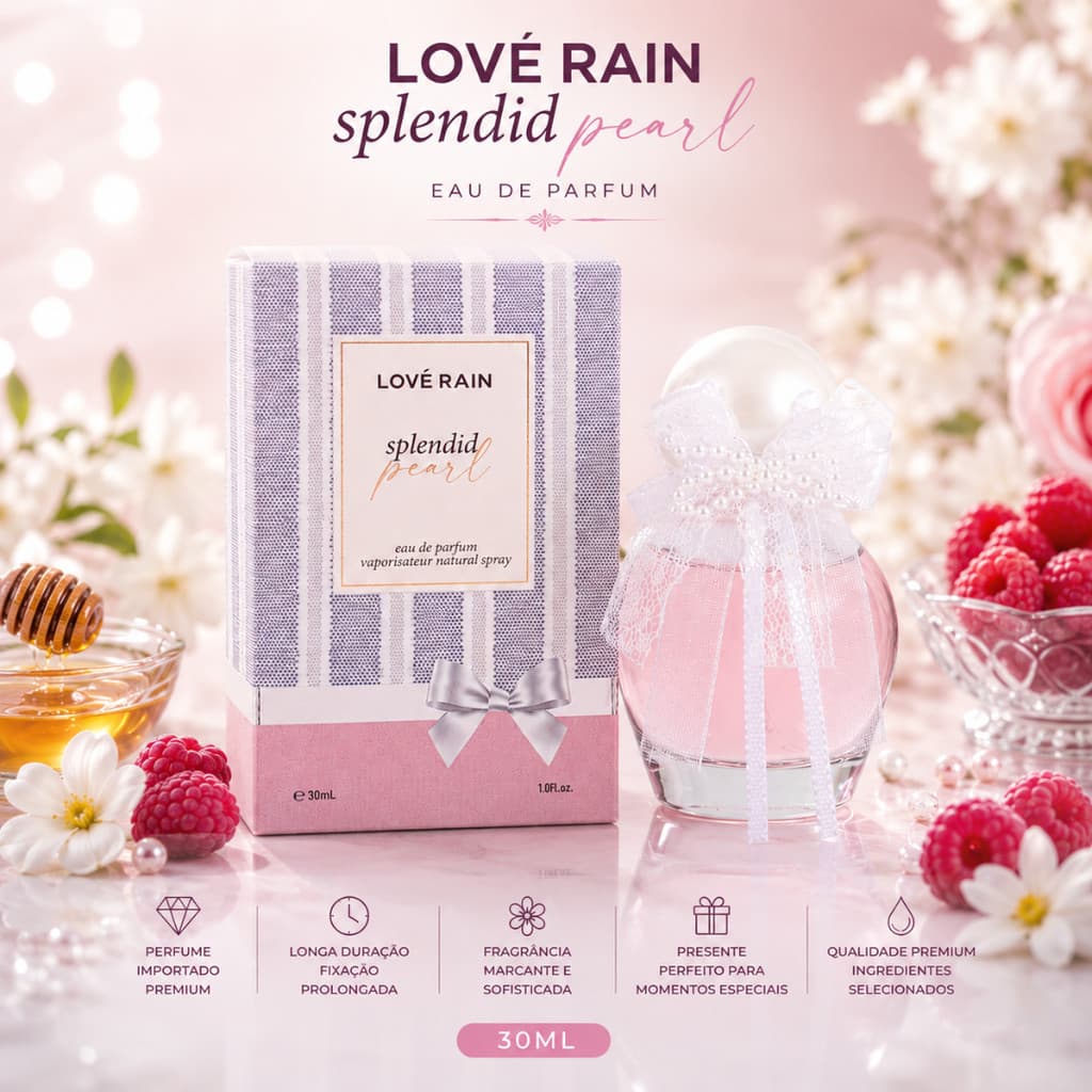 Perfume Feminino Importado Premium 30ml Longa Duração  Mel Framboesa Jasmim Frutado Doce Cítrico Alta Fixação