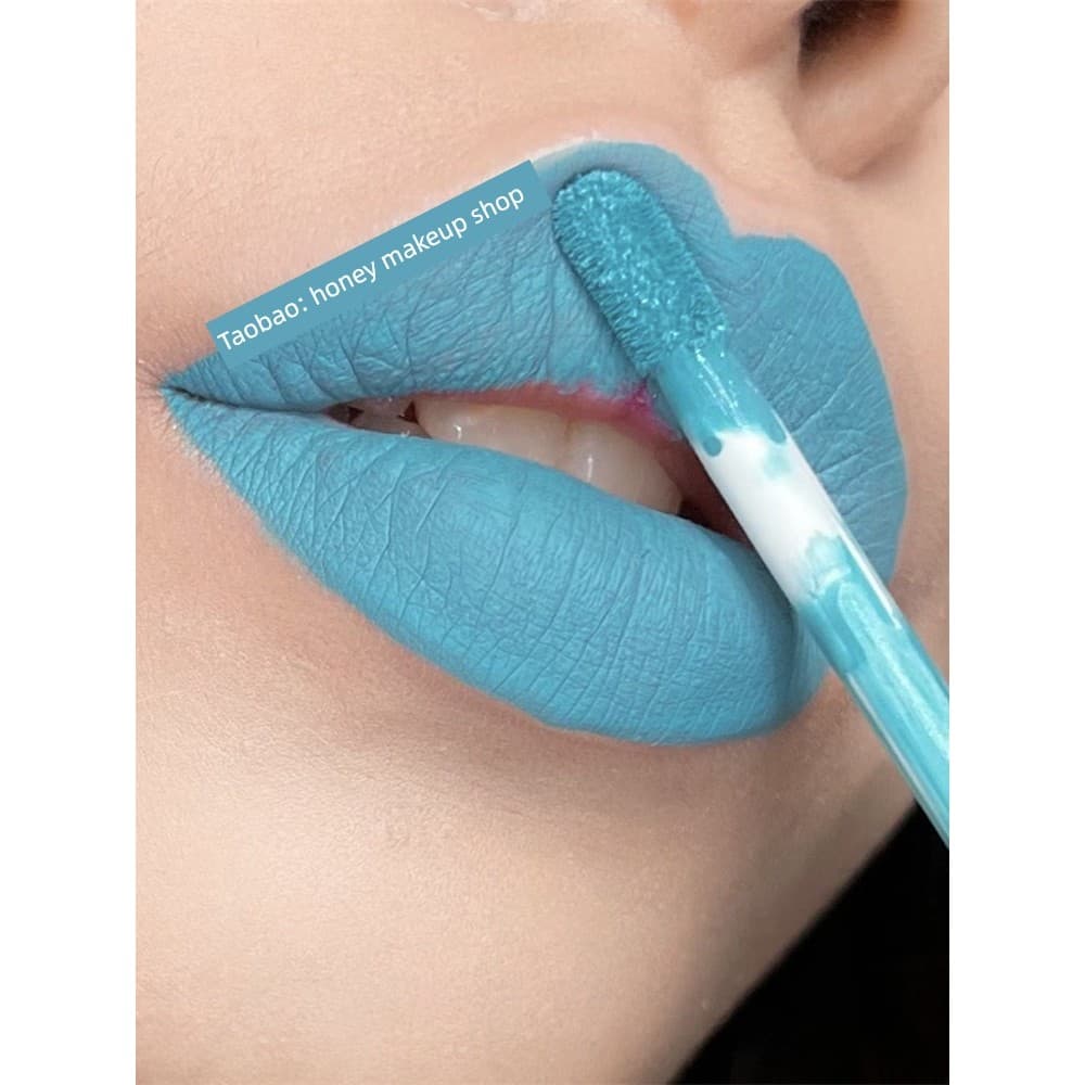 Batom Sem parabenos Batom líquido Plug Q Ah Real Quilt Azul Dê Silencioso Wordless Lip Cream Matte Lip Glaze Azul Escuro