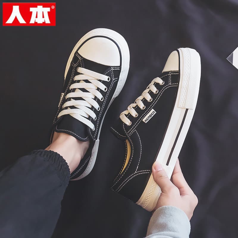 Sapatos de lona humana masculino 2026 primavera novo estilo preto Casual tênis esportivos respirável tênis de sola gross