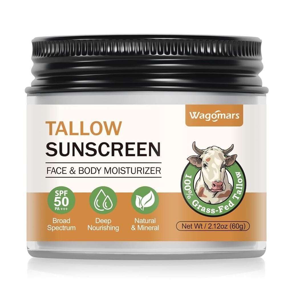 Protetor Solar de Sebo Bovino SPF 50 - Protetor Solar Mineral com Óxido de Zinco - Protetor Solar Não Tóxico para Rosto 