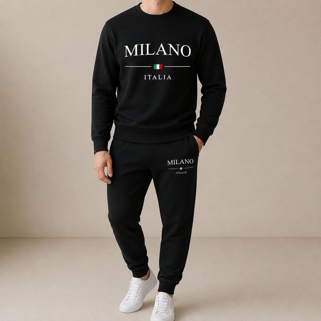 Conjunto Masculino Magic Milano Italia   Moletom Gola Careca + Calça Moletom Estampada