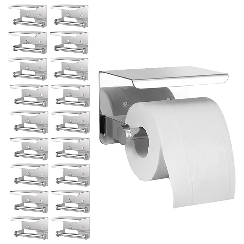 Suporte Papel Higienico Inox Kit 18 Uni Lavabo Banheiro Prateleira Porta Objeto Celular Apoio Suporte Parede