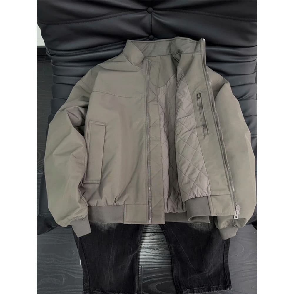 Jaqueta americana de três provas, jaqueta masculina outono inverno acolchoada espessada, jaqueta de algodão, gola alta c