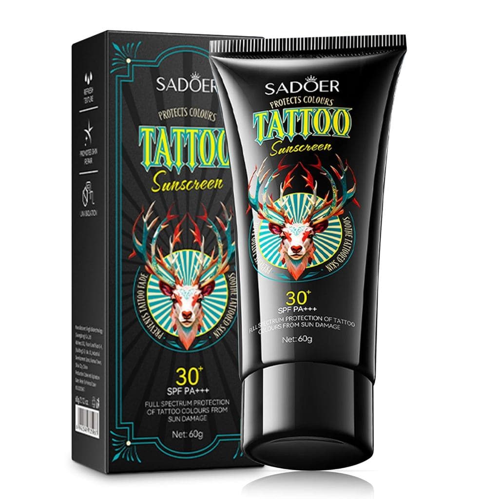 Protetor Solar para Tatuagens SADOER SPF 30+, Bálsamo Protetor Solar para Tatuagens com Óleo de Abacate e Jojoba, Hidrat