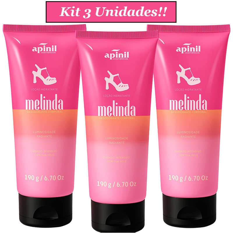 KIT 3 Unidades Loção Hidratante Corporal MELINDA 190g APINIL