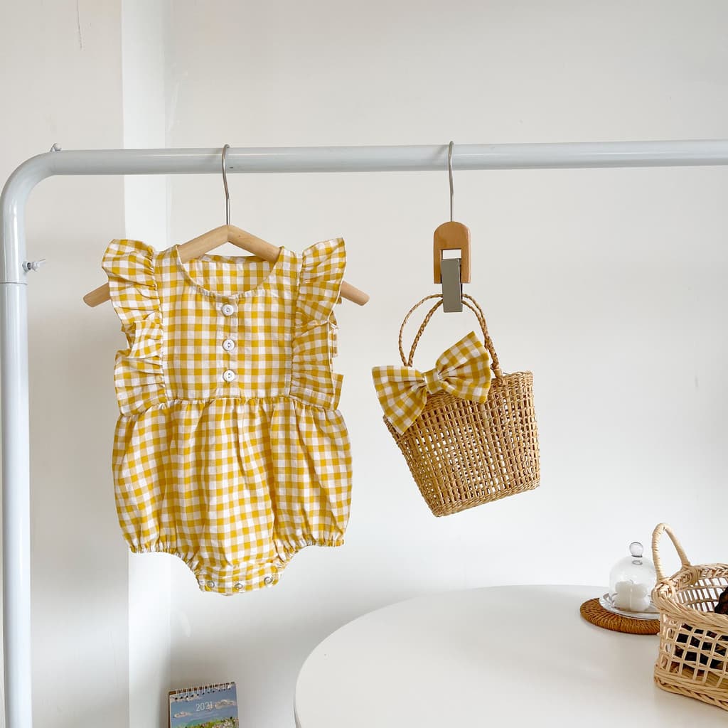 Roupas de bebê recém-nascido pequena princesa macacão menina bebê bonito Super bonito passeio bebê macacão menina xadrez
