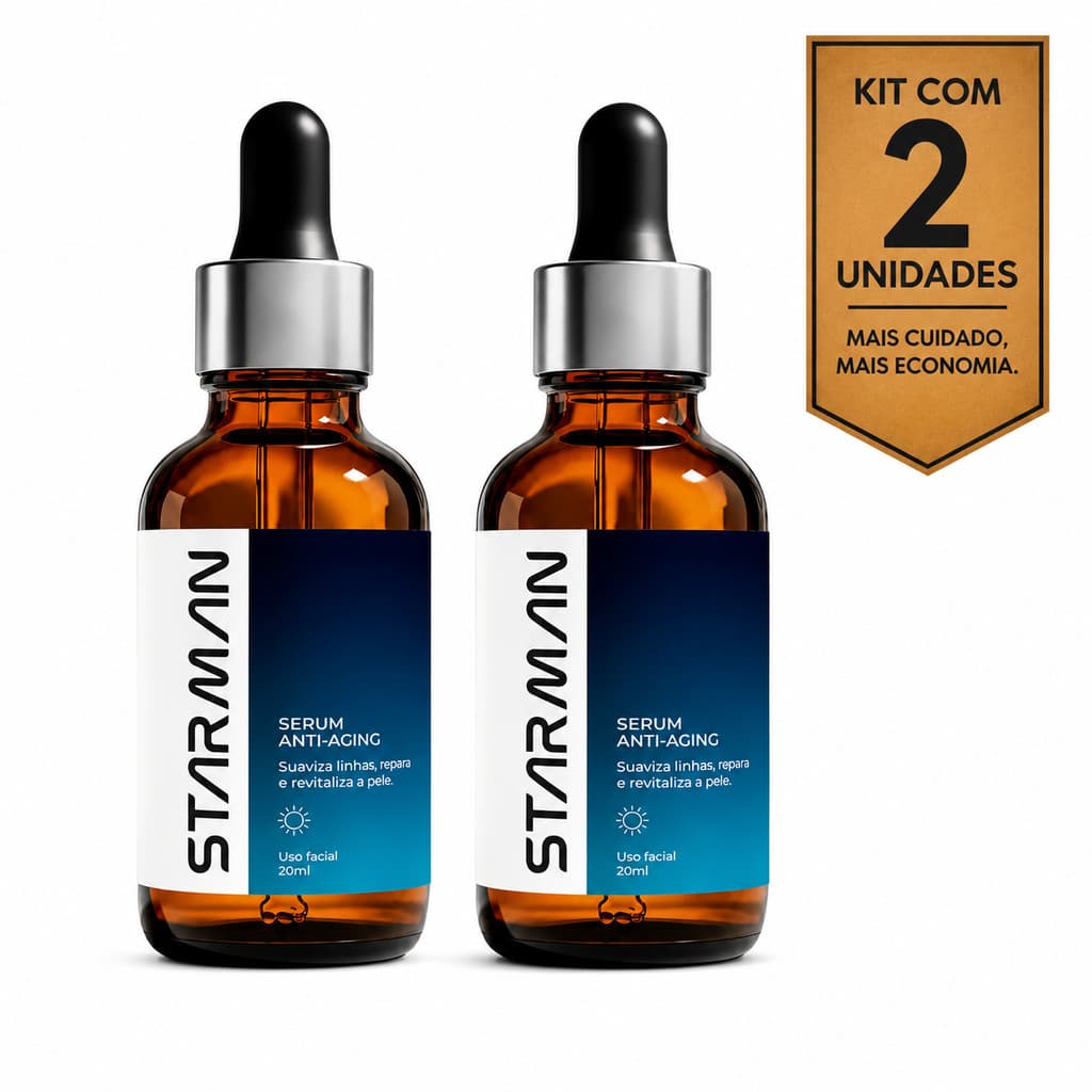 Kit com 2 Sérum Fácial Anti-Idade Hidratante Starman 20ml cd