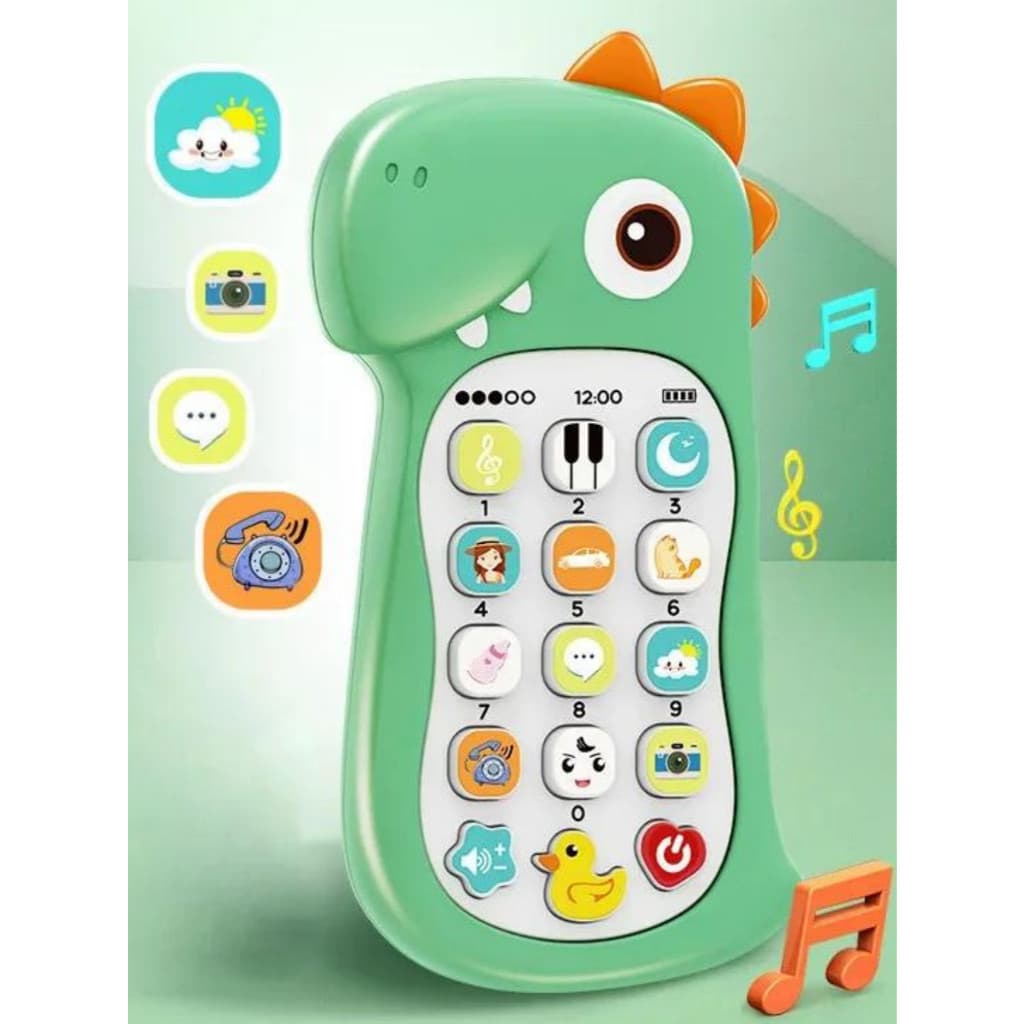 Brinquedo celular dinossauro  com Mordedor e Telefone infantil Brinquedo Educativo Musical 2 em 1 para bebê criança