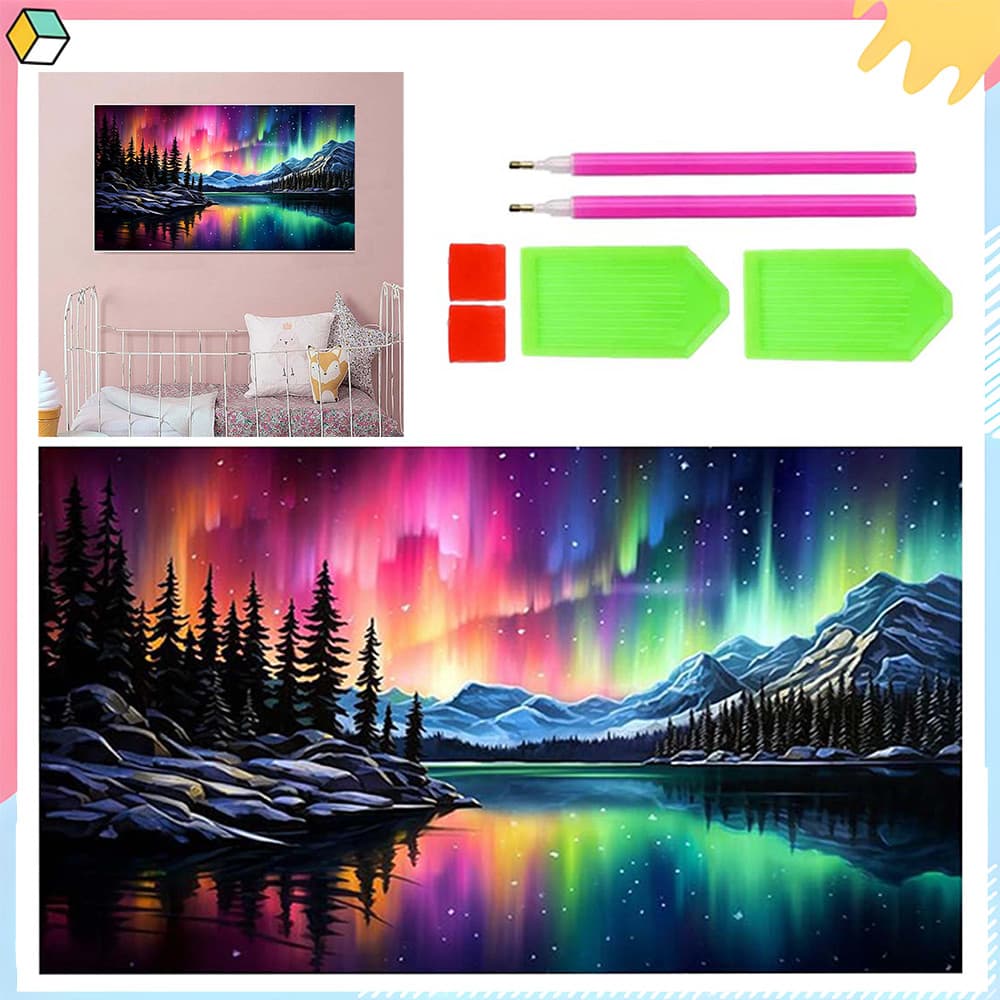 Floresta Aurora, 70 x 40 cm, kit DIY para pintura com diamantes 5D, ferramentas para pintura com diamantes quadrados