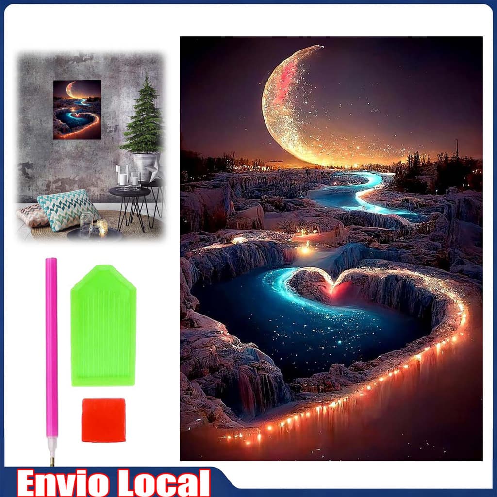 Conjunto de pintura diamante céu estrelado sob o luar, pintura de diamante quadrada 5D, artesanato 30x40cm
