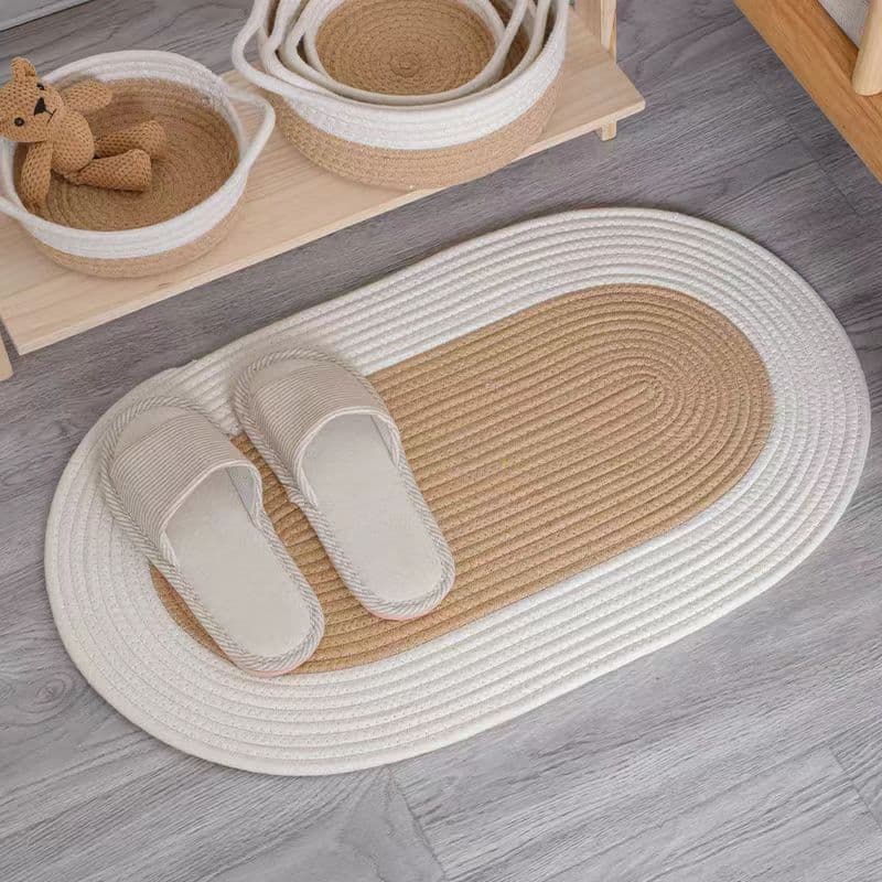 Fio de algodão tapete quarto porta do banheiro frente absorver água antiderrapante tapete sala estar entrada casa Oval a