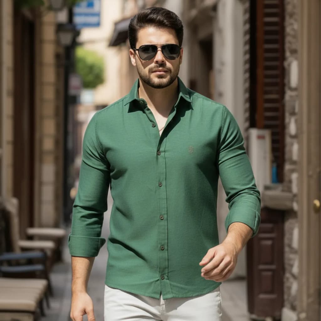 Camisa Social Masculina Manga Longa De Linho Slim Premium Casual Social Leve Fresca Respiravel de Alta Qualidade Oferta