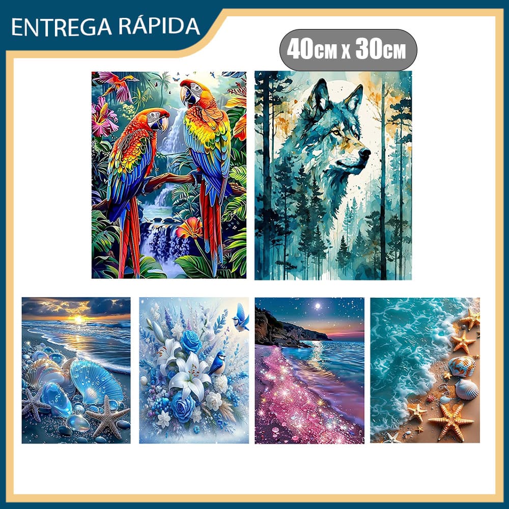 Pintura Diamante 5D Pintura De Diamante Pintura Diy 5D Diamante Quadrado Com 40x30cm Animais Marinhos Diamante Art