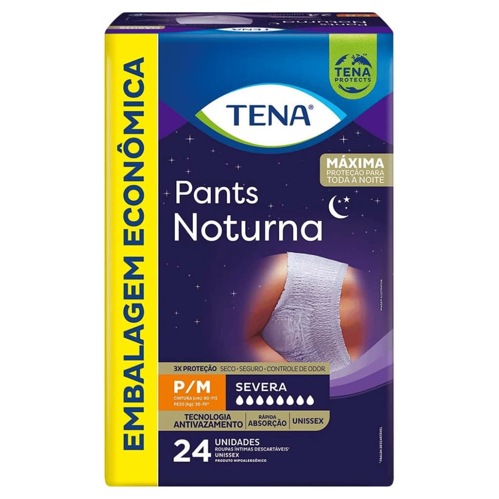 TENA PANTS NOTURNA ROUPA ÍNTIMA P/M - 24 UNIDADES