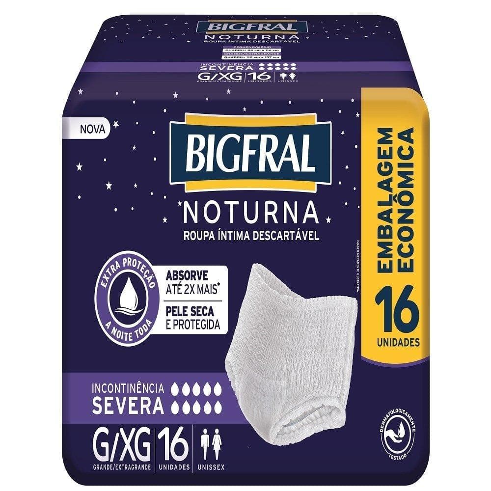 Fralda Descartável Adulto Bigfral Roupa Íntima  Noturna Tamanho G/XG - 4 Pacotes com 16 Fraldas - Total 64 Tiras