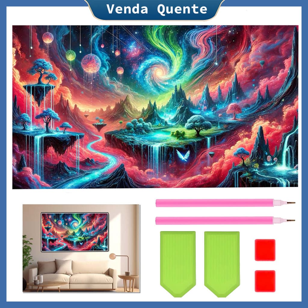 "Galaxy reino secreto" Pintura Diamante 70x40 cm, 5D Pintura Diamante, Decoração Da Parede Pintura Artesanal