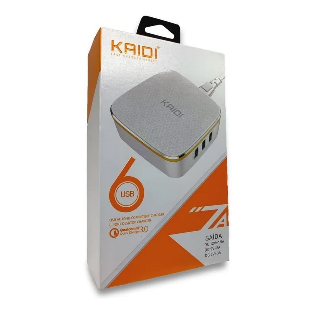 Kaidi Kd-601 Carregador Rápido Usb 3.0 Turbo 7a 6 Carga Rapida Cabo Qualcomm 3.0