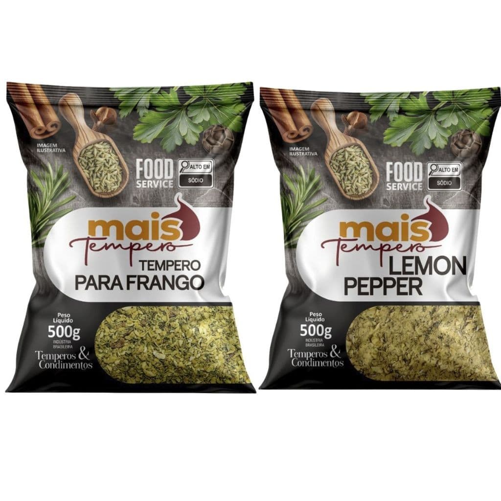 Tempero Para Frango + Lemon Pepper 500g Cada Kit Especial Saboroso - Mais Tempero - MAIS TEMPERO OFICIAL