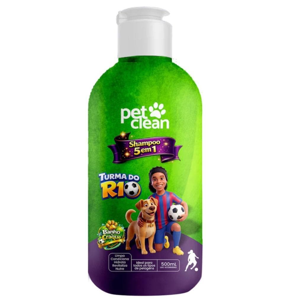 Shampoo Pet Clean 5 em 1 para Cães e Gatos Turma do R10 500ml