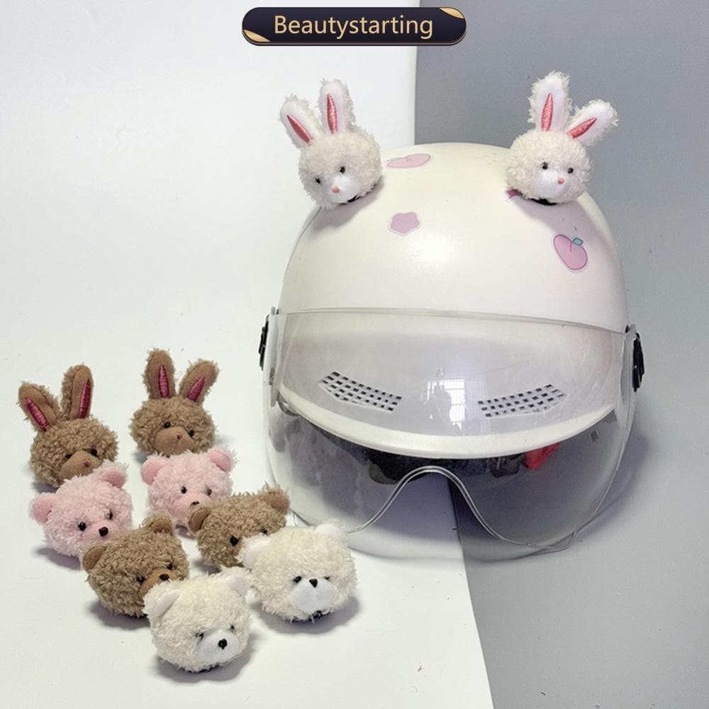 BEAUTYSTARTING 2 Peças Decoração De Capacete De Motocicleta Urso Coelho Boneca Adesivo Para Moto Bicicleta Acessórios De