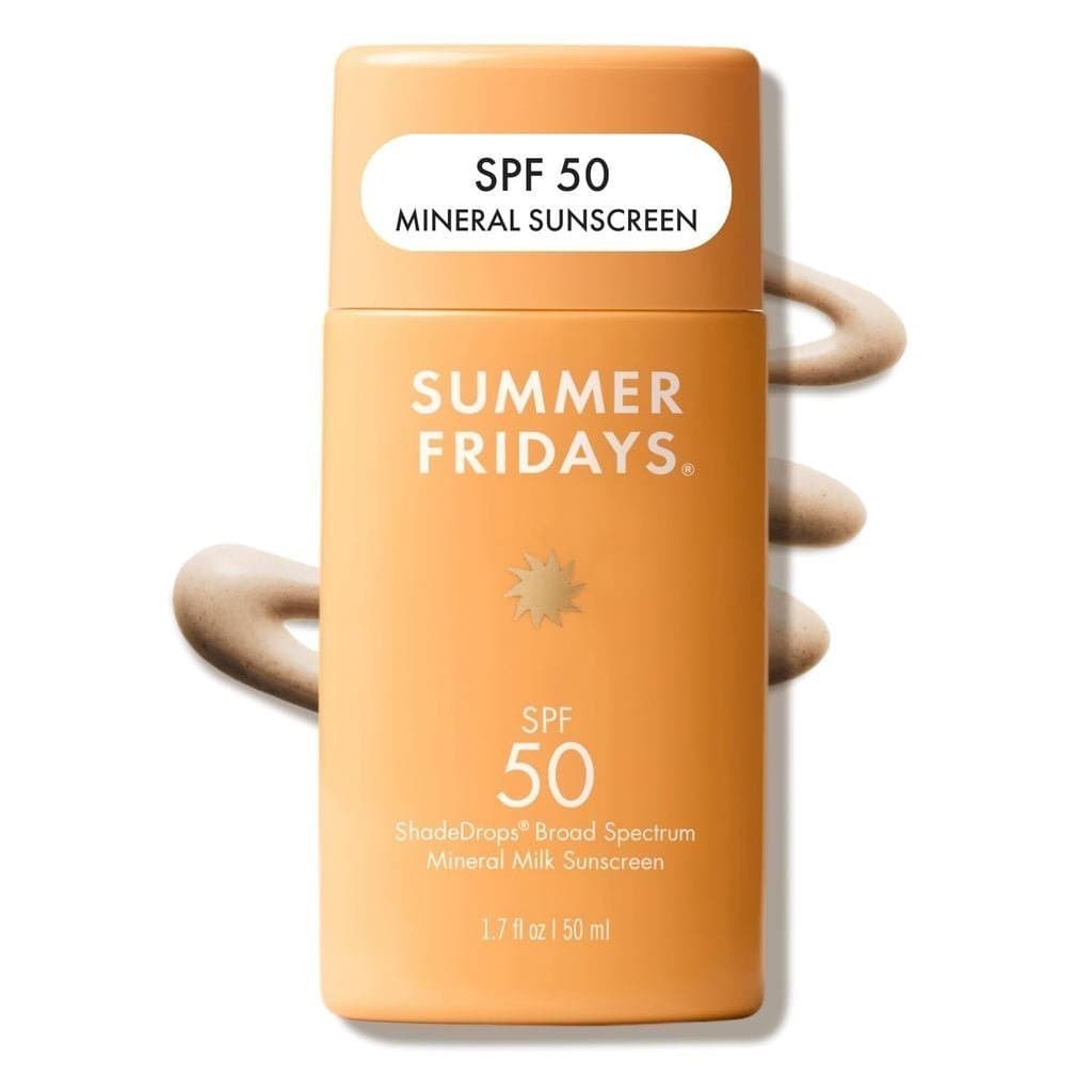 Summer Fridays ShadeDrops Protetor Solar Mineral em Leite SPF 50 - Protetor Solar Facial Leve e Hidratante - Óxido de Zi