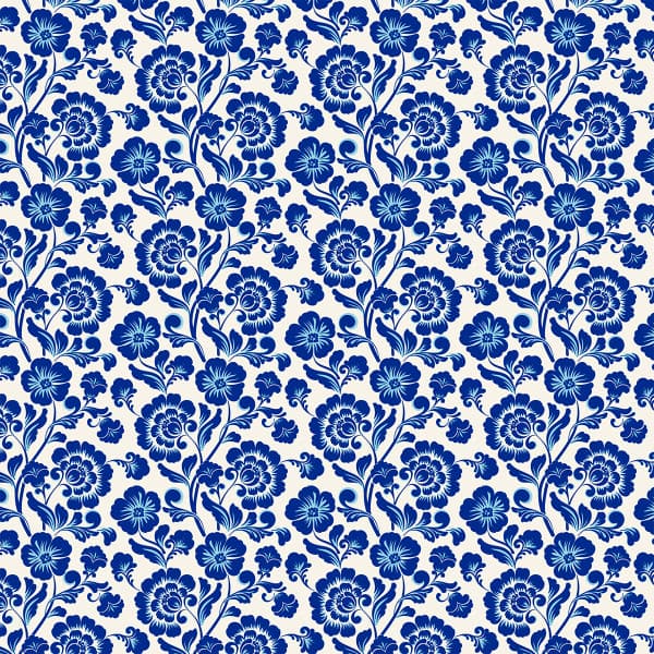 Tecido Tricoline Flores De Camafeu Azul Royal 100% Algodão Quilting Bolsas Luxo Mesa Posta Patchwork