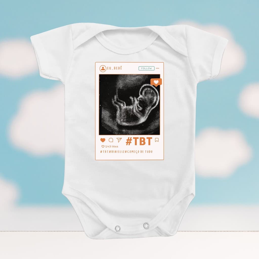 Roupinha Body de Bebê Menino Menina TBT Eu Bebê Ultrasson Foto Insta Temático Mimo Presente