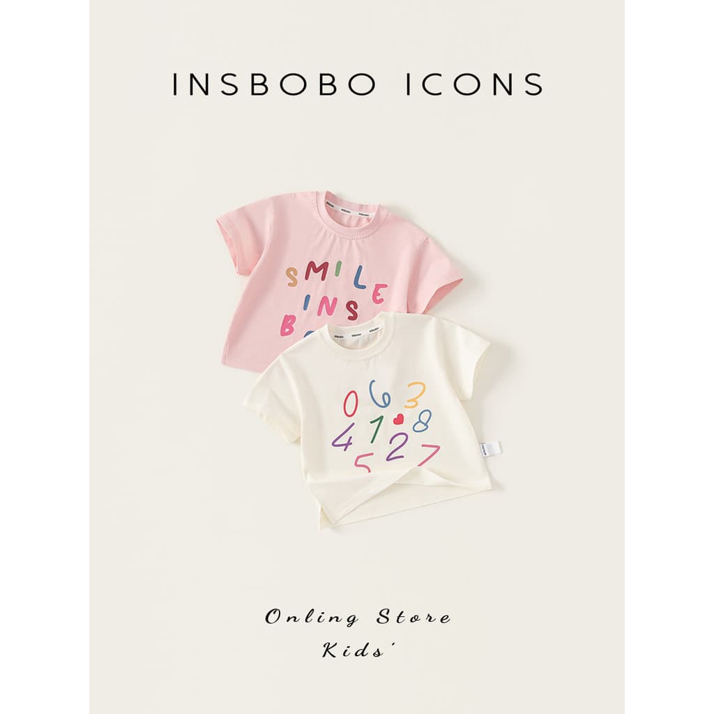 INSbobo meninas de manga curta 2026 verão novo estilo bebê menina camiseta meninas roupas de verão roupas de bebê moda r