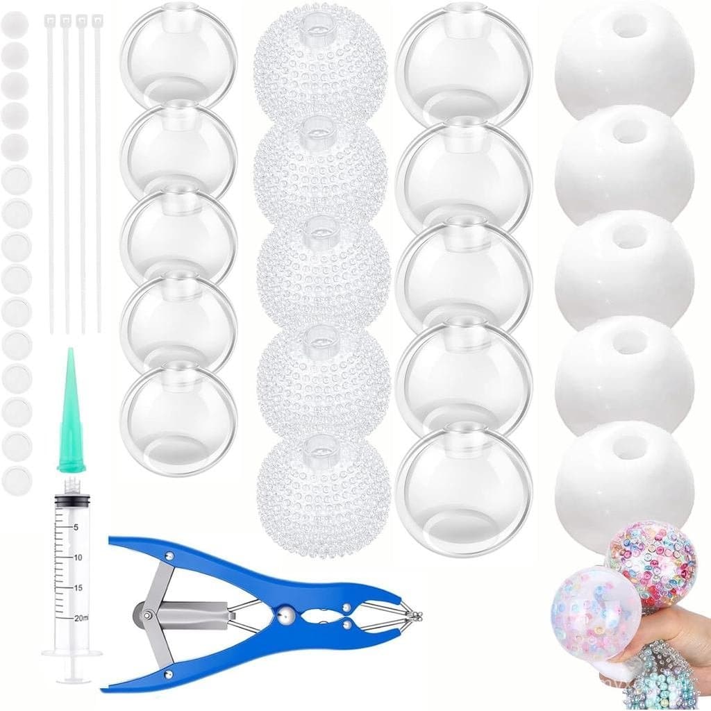 Kit DIY para Fazer Bolas Anti-estresse 20CPS, Bola Anti-estresse Vazia com Expansor e Ferramenta de Vácuo, Kit Completo 