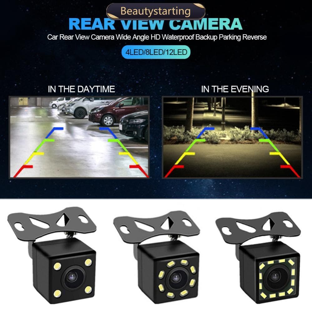 BEAUTYSTARTING 4LED/8LED/12LED Câmera De Visão Traseira Do Carro Grande Angular HD À Prova D'água Backup Estacionamento 