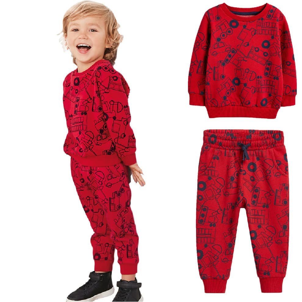 26 estilo outono médio pequeno crianças festivo vermelho Terry conjunto de 2 peças meninos moletom moletom moletom menin
