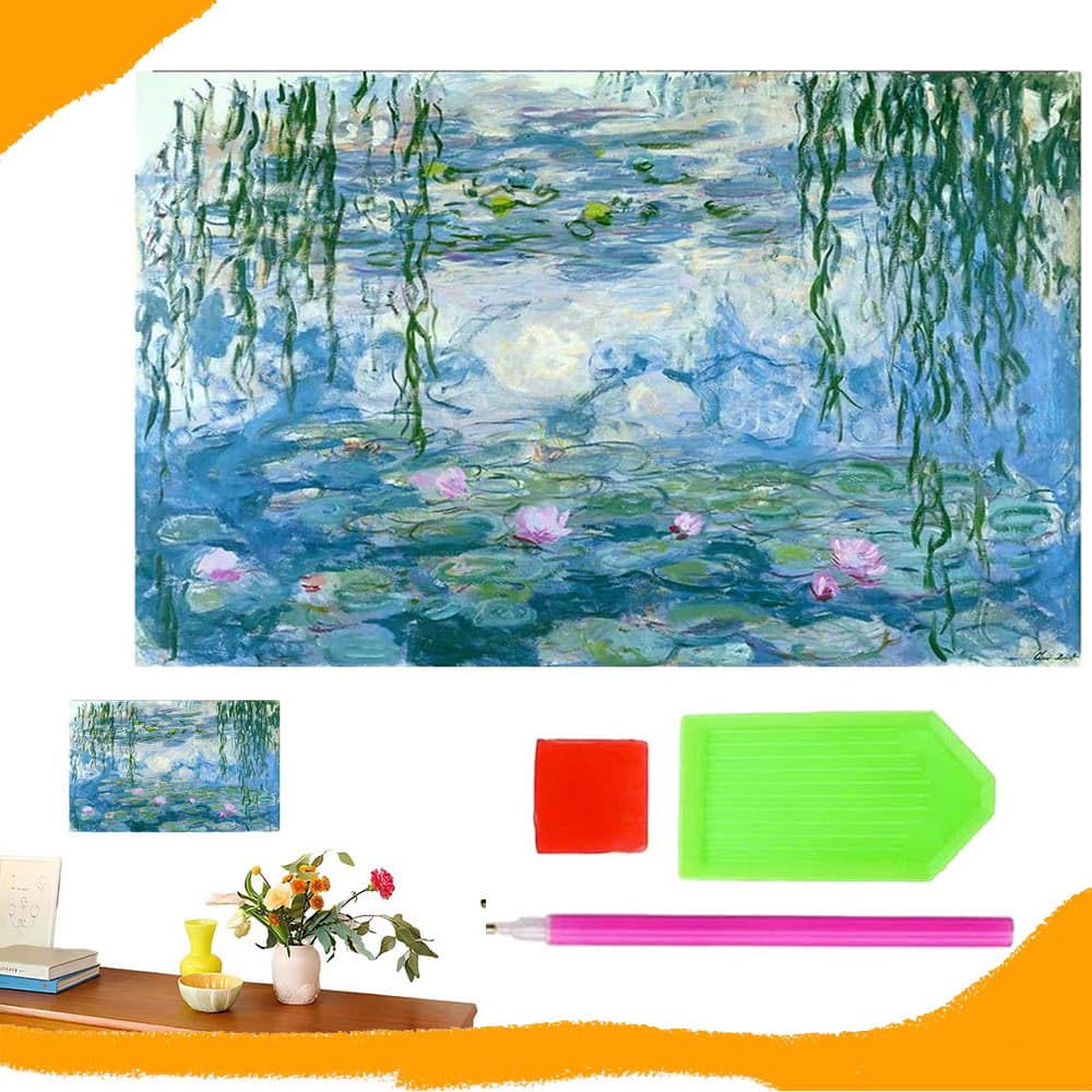 Flor de Lótus, Pintura Diamante Quadrada, Arte Diamante 5D DIY, Kit Inicial de Pintura Diamante, 30 x 40 cm