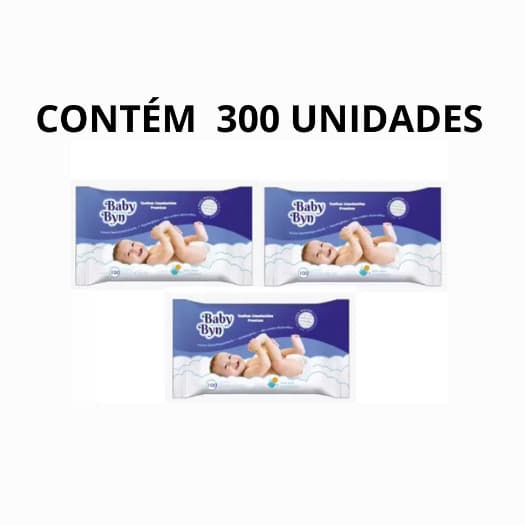 Toalhas Umedecidas Infantis Baby Byn Kit com 300 Lenços