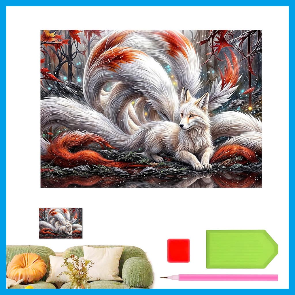 40x30 cm 5D pintura diamante cheio de diamantes, "nove-tailed espírito fox" padrão pintado, DIY decoração diamante