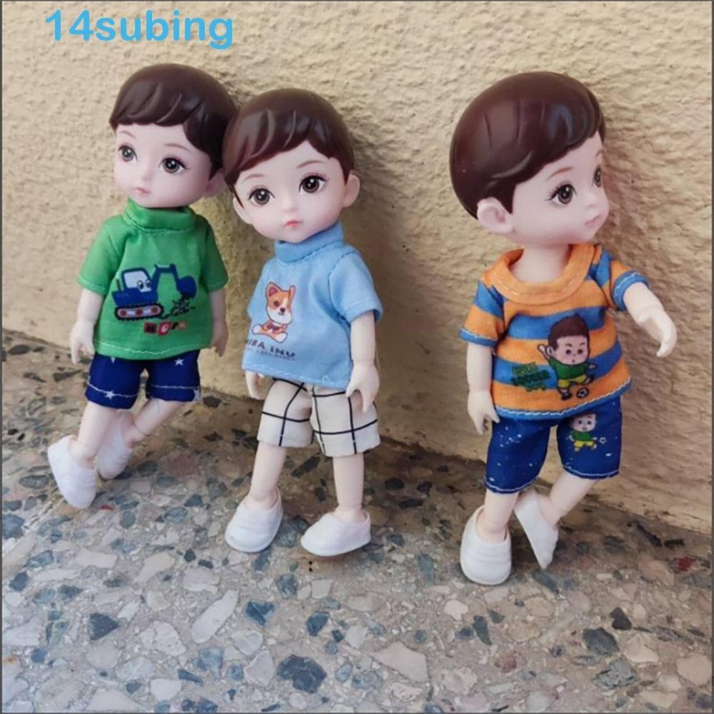 SUBING Boneca BJD De 16 Cm , Olhos Simulados 3D , 13 Bonecas Articuladas Com Roupas , Fofa Dobradiça