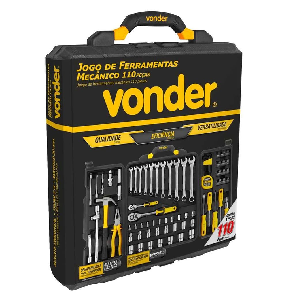 CAIXA DE FERRAMENTAS 110PÇS MECÂNICO PROFISSONAL VONDER 