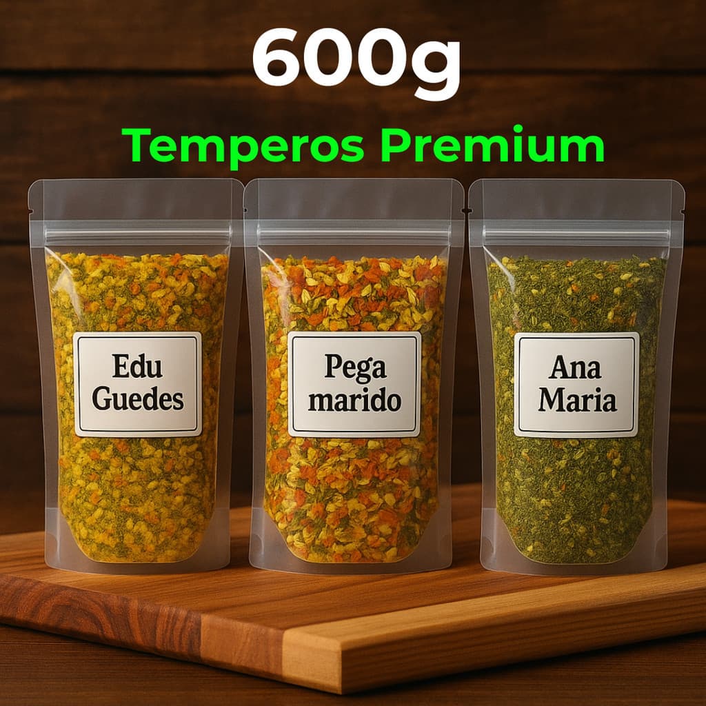 Kit de Temperos 600g – Pega Marido, Edu Guedes, Ana Maria – Premium Gourmet Rx