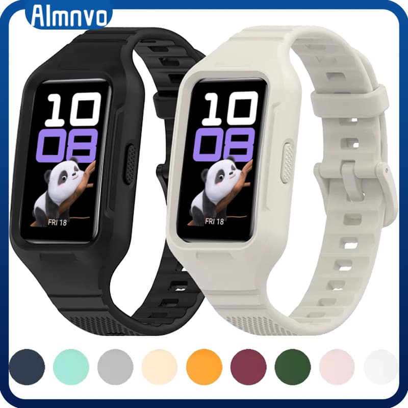 Pulseira+Capinha Case Para Relógio Smartwatch Huawei Band 10 9 8 7/ Samsung Fit 3 Strap Capa De Suave Silicone Esporte